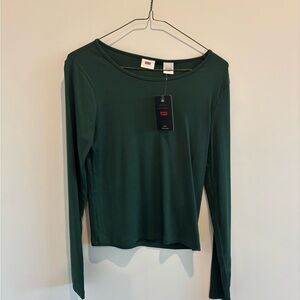 Levi's BNWT Green Ribbed Long Sleeve Top